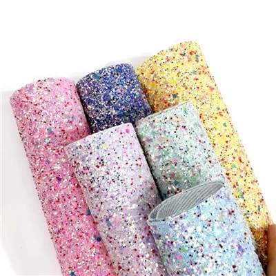 Tessuto in pelle glitter grosso 3D